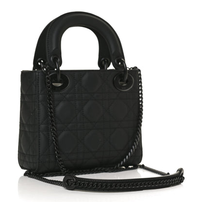 Christian Dior Ultra Matte Calfskin Cannage Mini Lady Dior Black 3 of 10