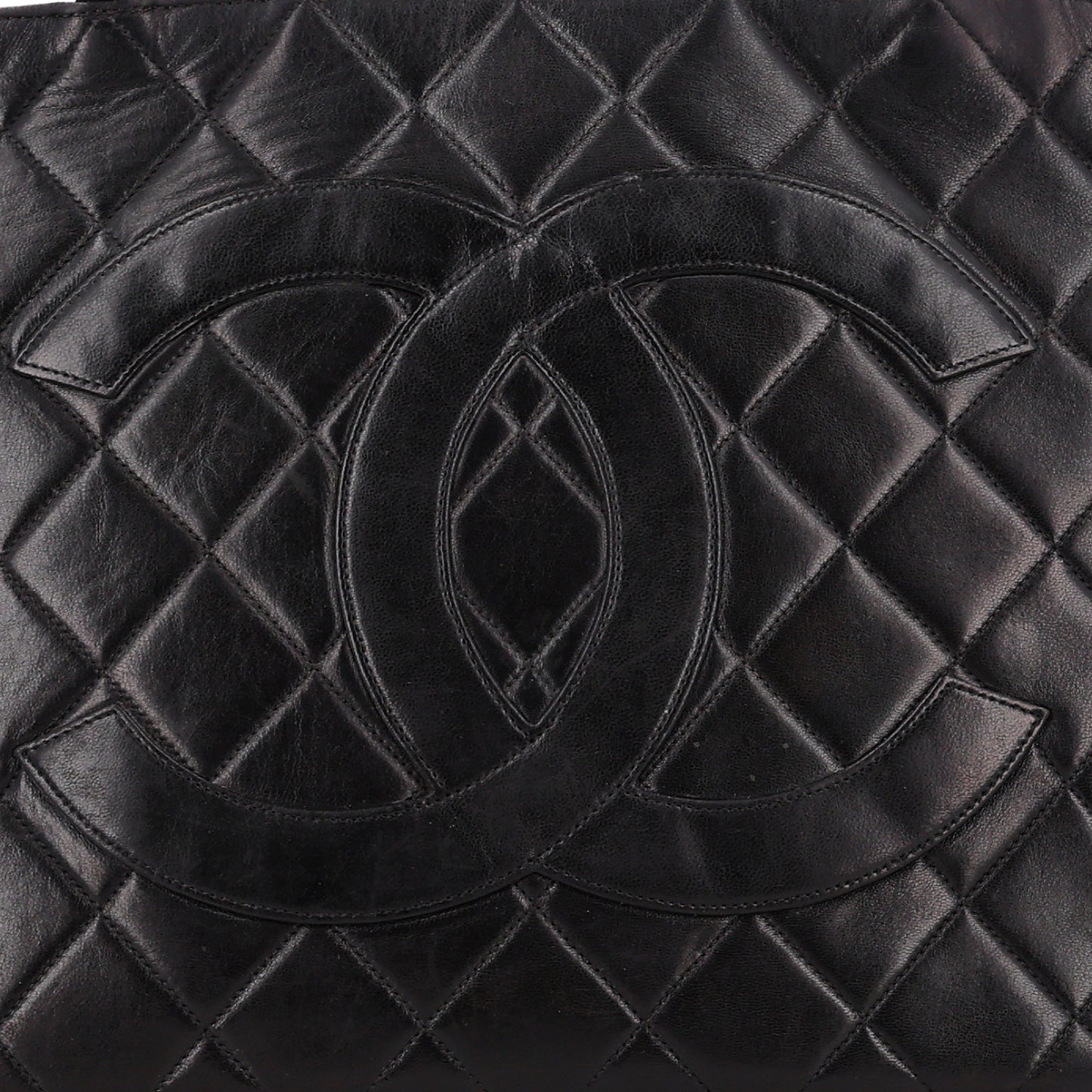 Lambskin Quilted Medallion Tote Black