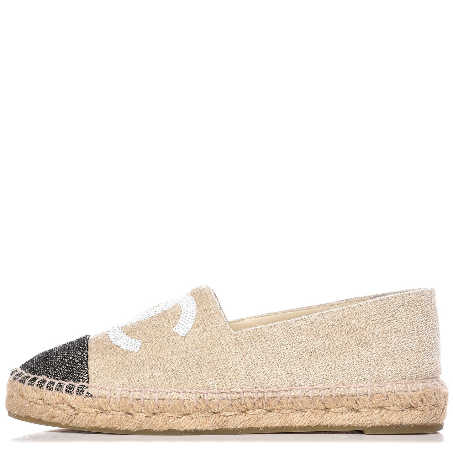 Toile Sequin CC Espadrilles 38 Beige Black