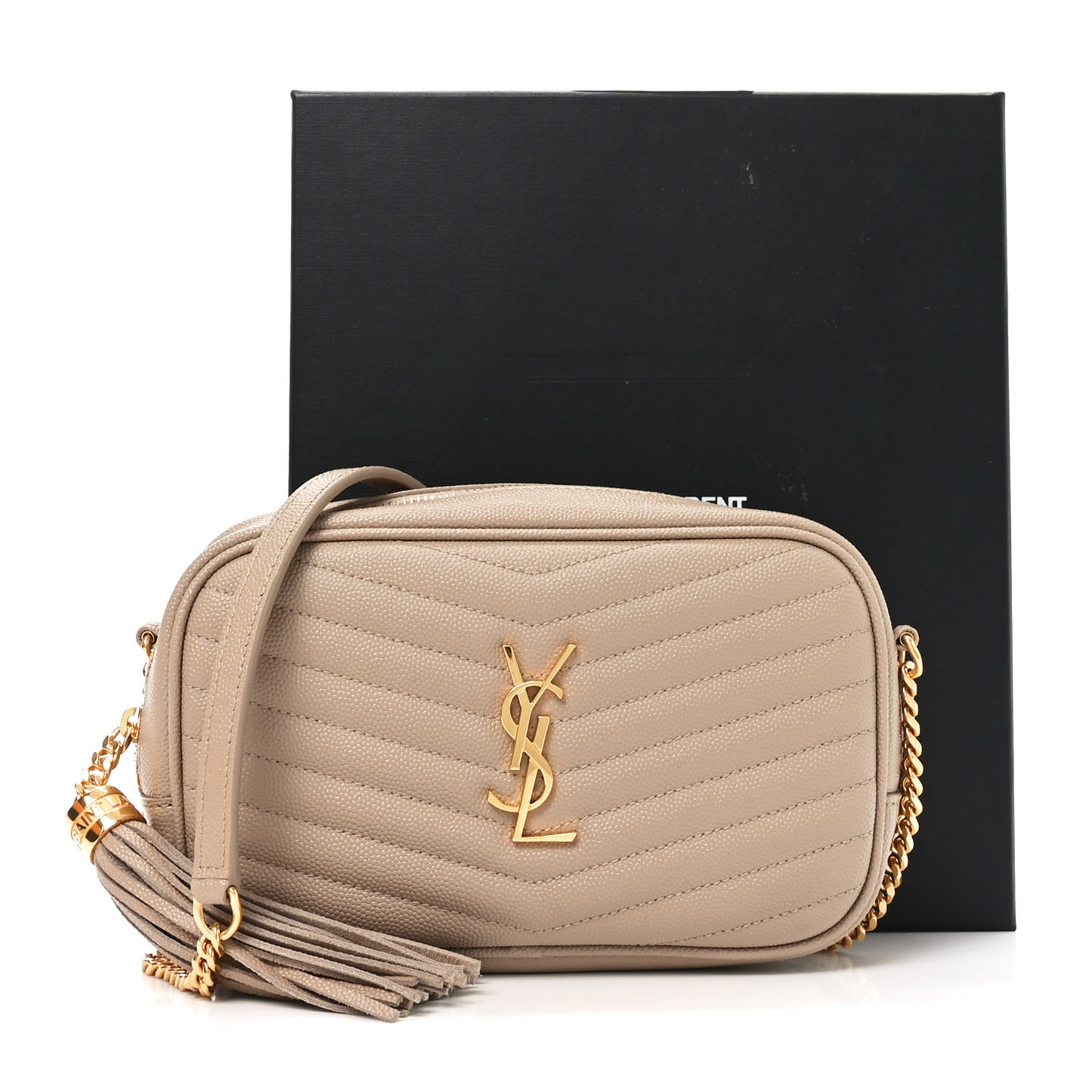 Grain De Poudre Matelasse Monogram Mini Lou Camera Bag Dark Beige