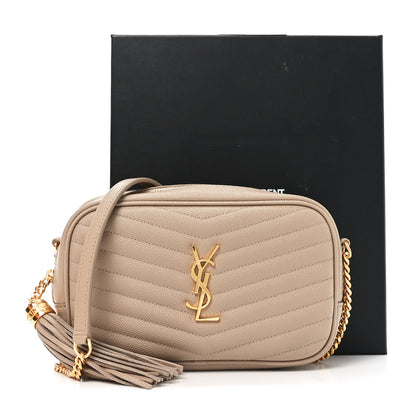 Saint Laurent Grain De Poudre Matelasse Monogram Mini Lou Camera Bag Dark Beige 11 of 11