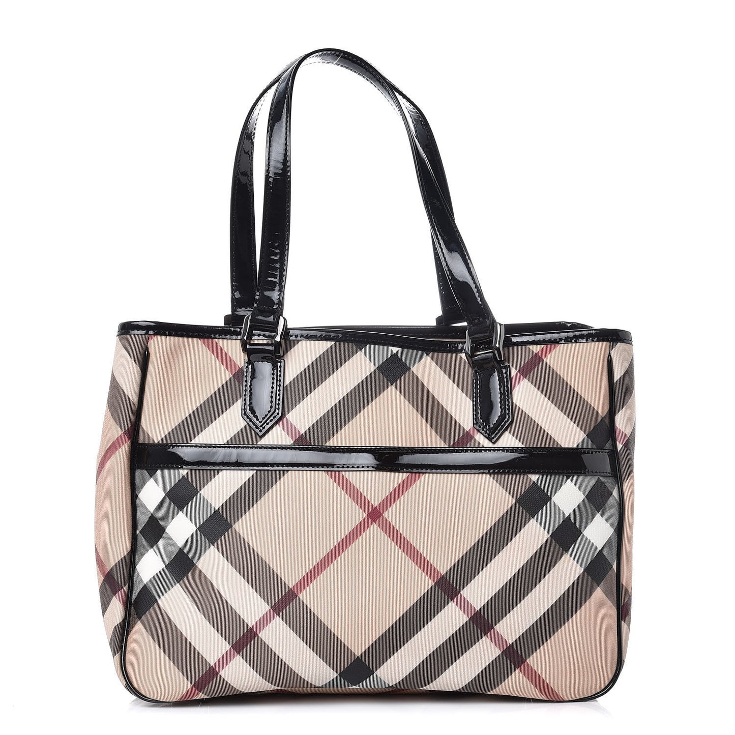 Patent Trim Nova Check Tote Black