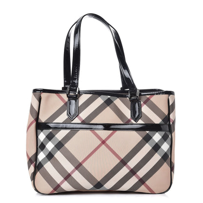 Burberry Patent Trim Nova Check Tote Black 1 of 9