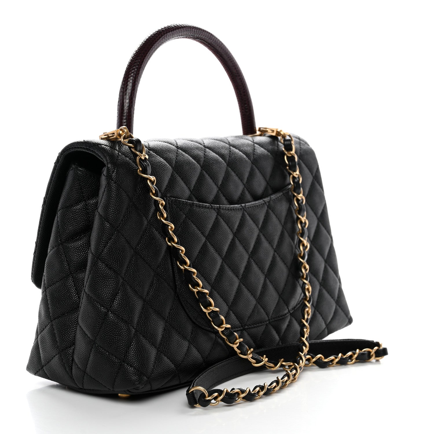 Chanel Caviar Lizard Quilted Small Coco Handle Flap Black 3 of 10