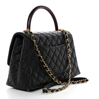 Chanel Caviar Lizard Quilted Small Coco Handle Flap Black 3 of 10