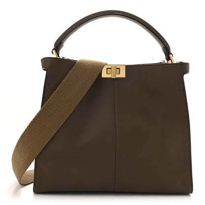 Fendi Vitello Seta Glazed Fabric FF 1974 Medium Peekaboo X-Lite Maya Mogano Panna Maya Mogano Panna 1 of 10