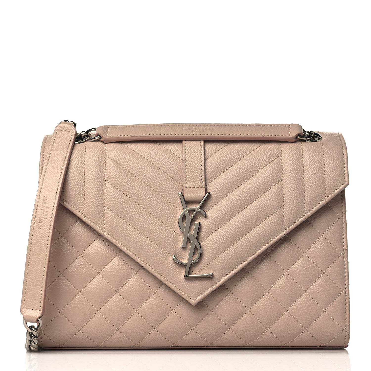 Saint Laurent Grain De Poudre Textured Mixed Matelasse Medium Triquilt Monogram Satchel Marble Pink 1 of 10