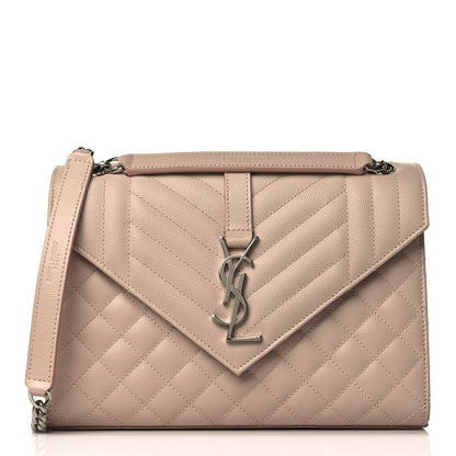 Saint Laurent Grain De Poudre Textured Mixed Matelasse Medium Triquilt Monogram Satchel Marble Pink 1 of 10
