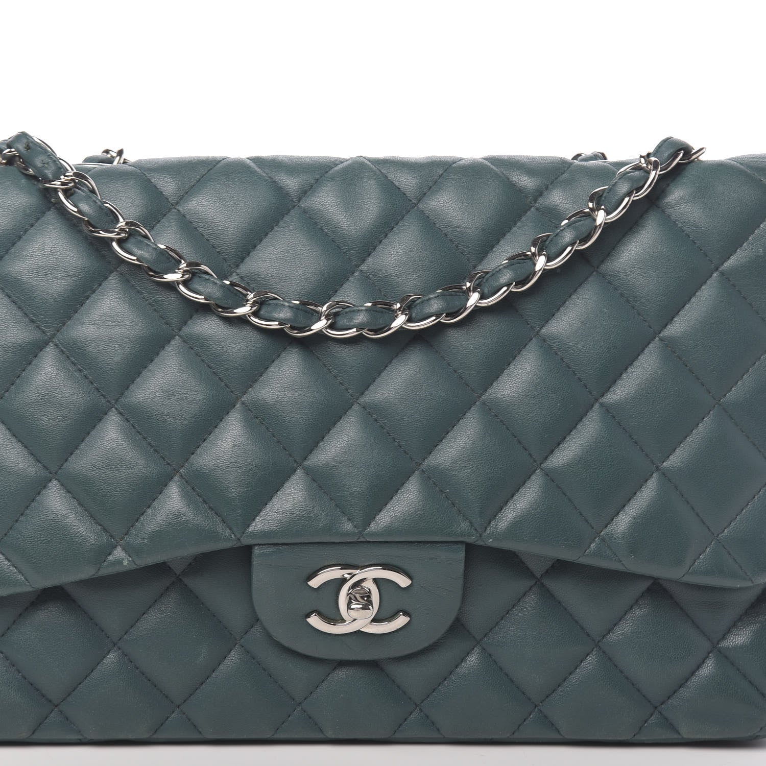Chanel Lambskin Quilted Jumbo Single Flap Turquoise 14 of 14