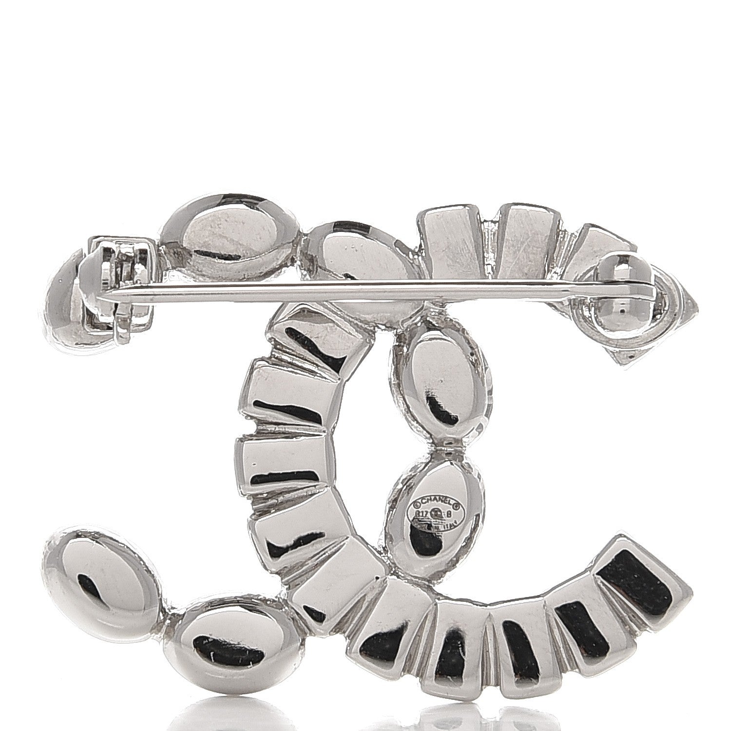 Chanel Baguette Crystal CC Brooch Silver Grey 3 of 4