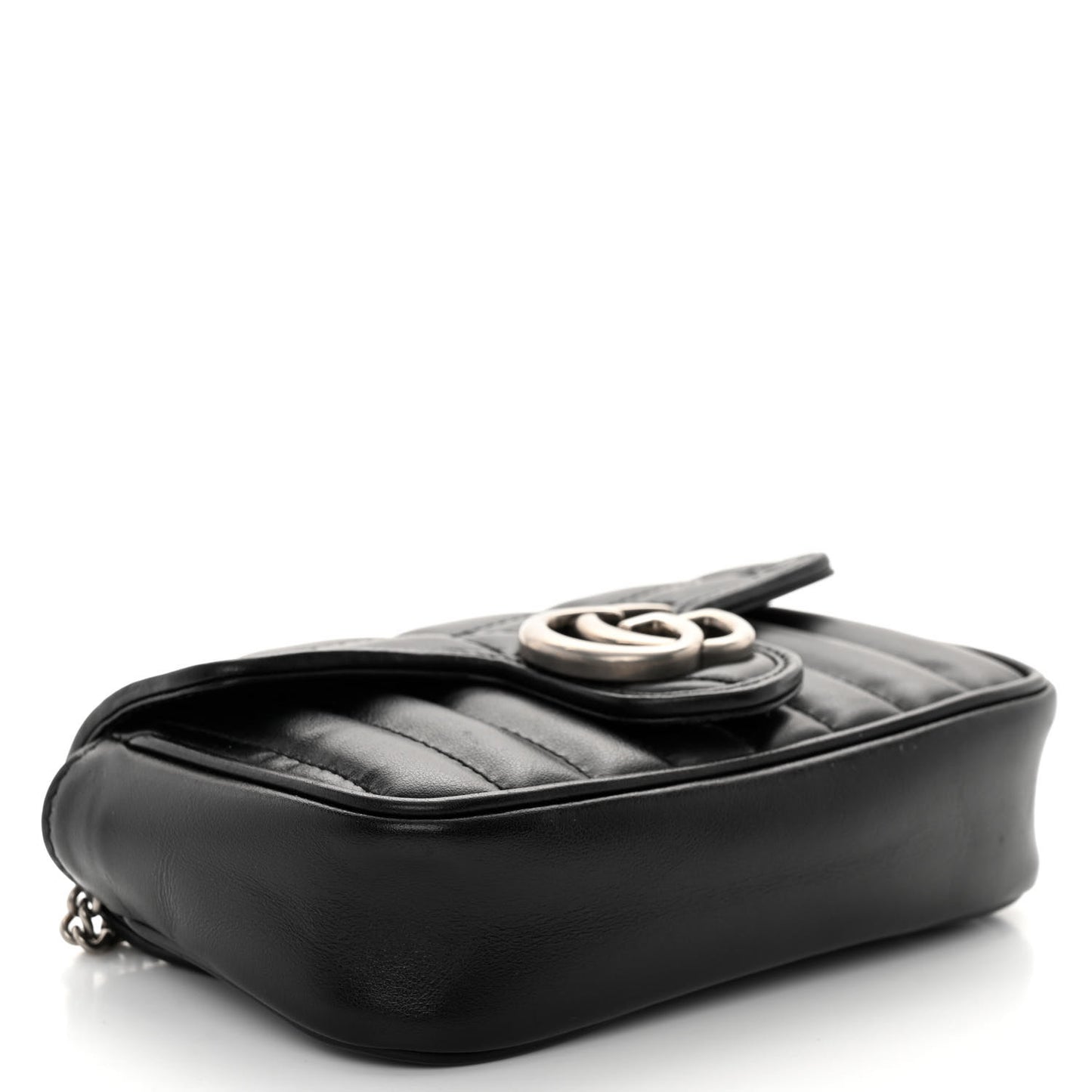 Calfskin Matelasse Aria Super Mini GG Marmont Shoulder Bag Black