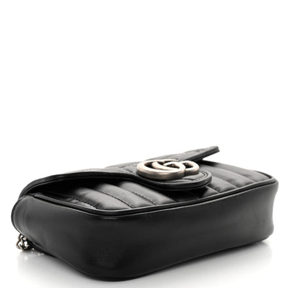 Gucci Calfskin Matelasse Aria Super Mini GG Marmont Shoulder Bag Black 4 of 10