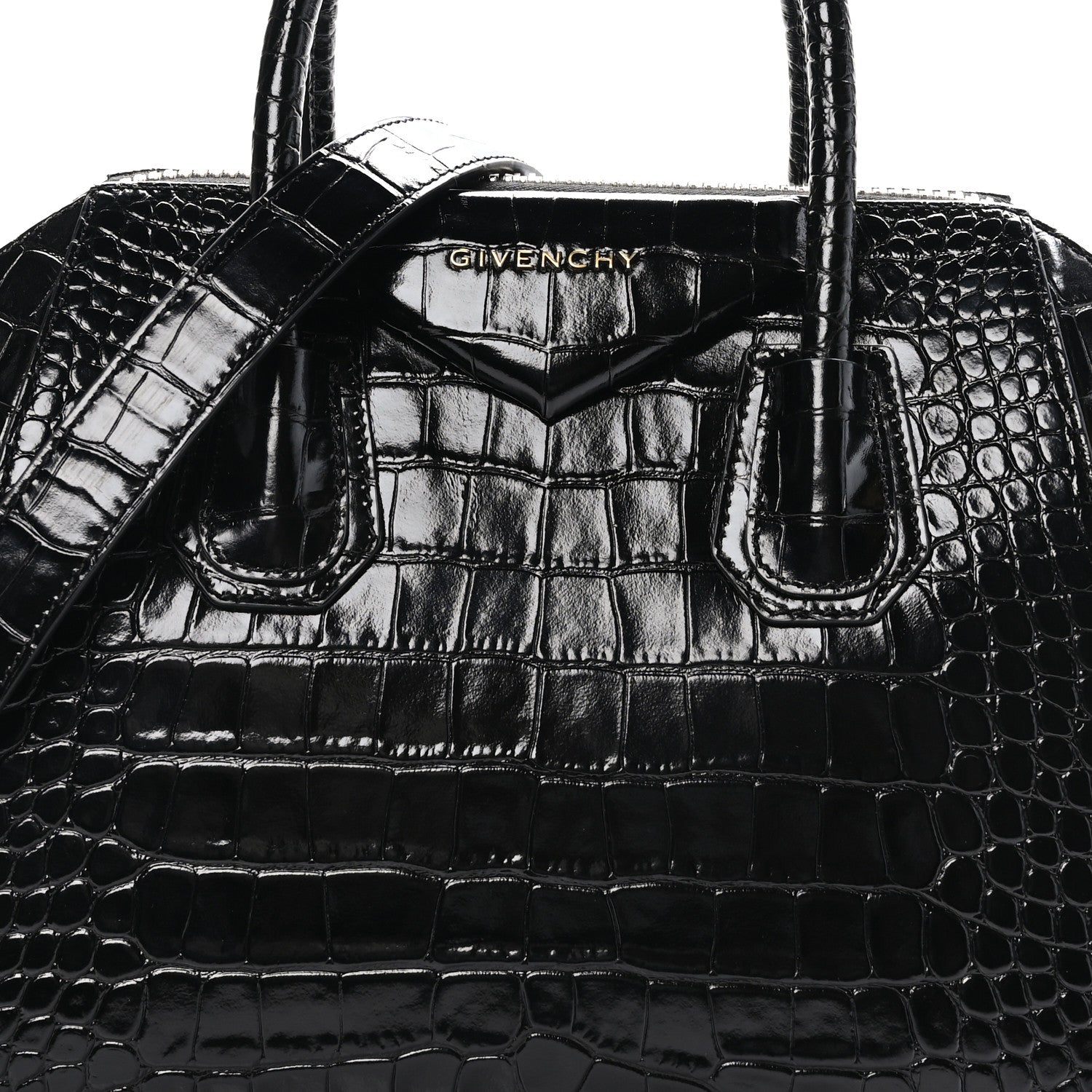 Givenchy Calfskin Crocodile Embossed Small Antigona Black 8 of 10