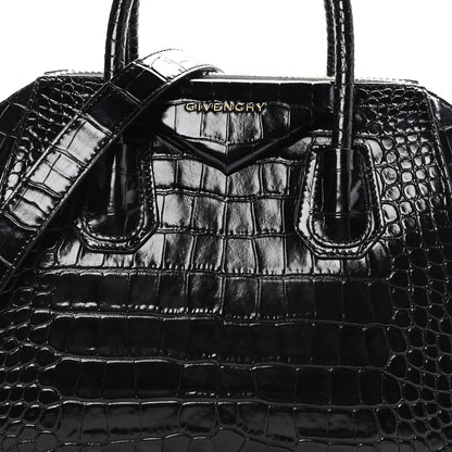 Givenchy Calfskin Crocodile Embossed Small Antigona Black 8 of 10