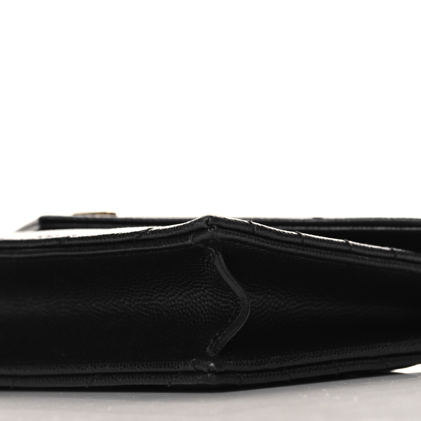 Grain De Poudre Matelasse Chevron Monogram Envelope Chain Wallet Black