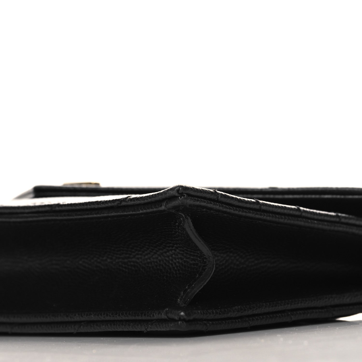 Saint Laurent Grain De Poudre Matelasse Chevron Monogram Envelope Chain Wallet Black 9 of 9