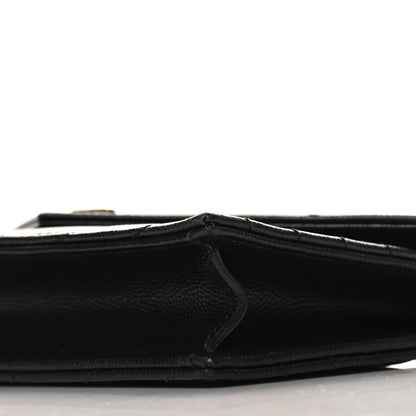 Saint Laurent Grain De Poudre Matelasse Chevron Monogram Envelope Chain Wallet Black 9 of 9