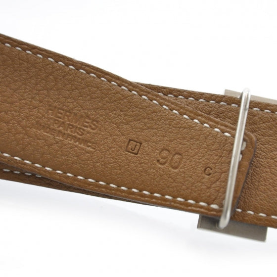 Leather Reversible H Belt 90 Black Gold