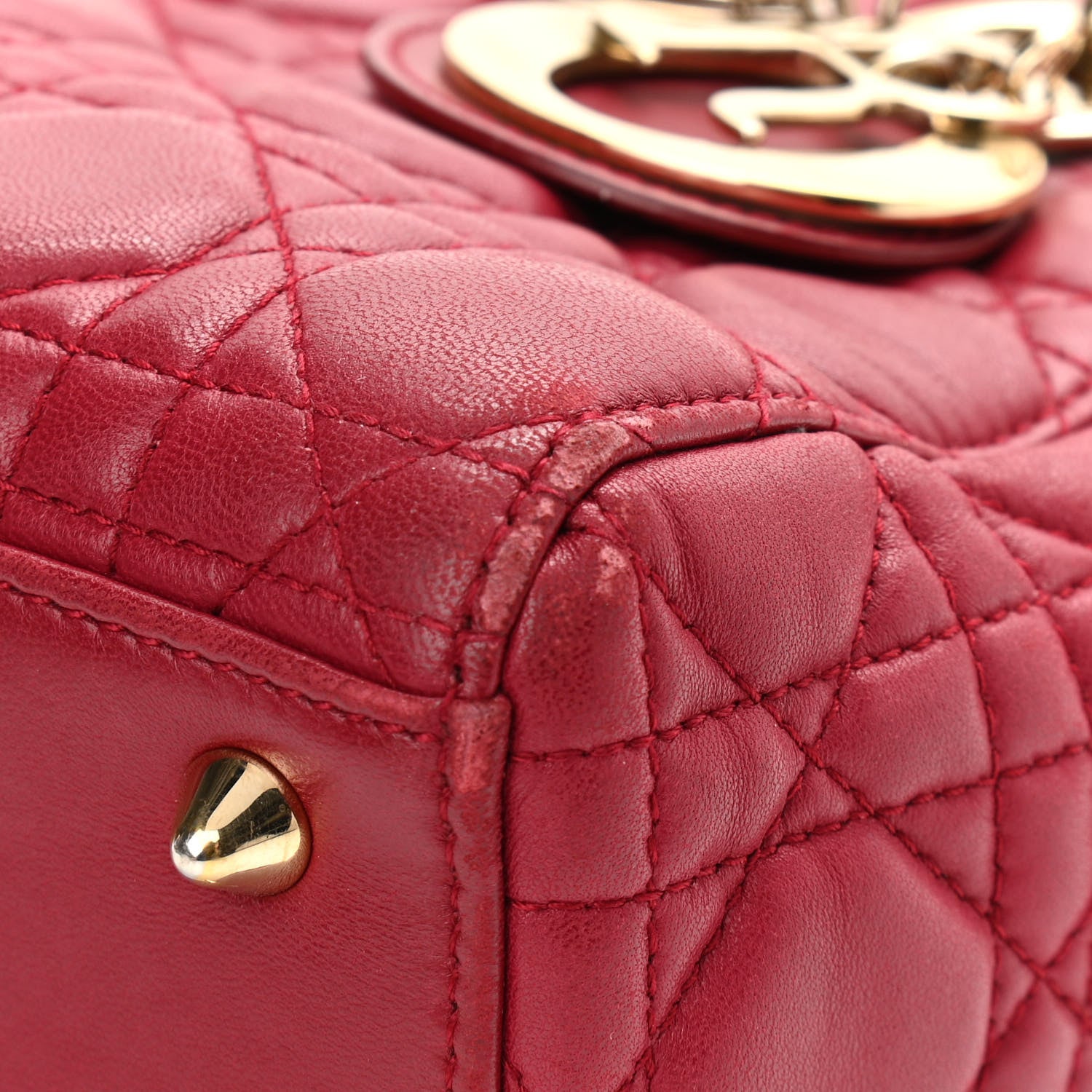 Christian Dior Lambskin Cannage Small Lucky Badges My Lady Dior Red 12 of 21