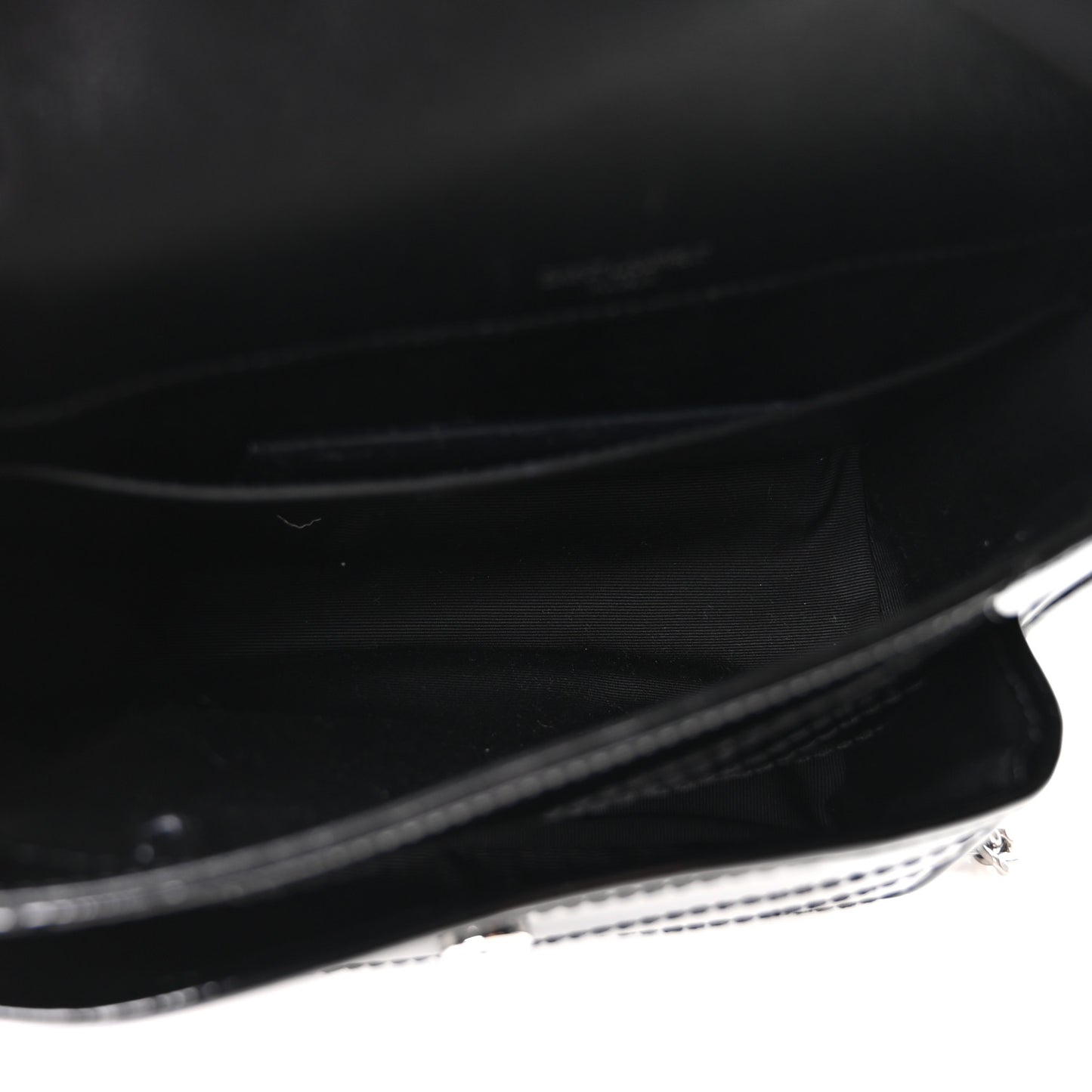 Patent Calfskin Matelasse Monogram Baby Niki Chain Satchel Black