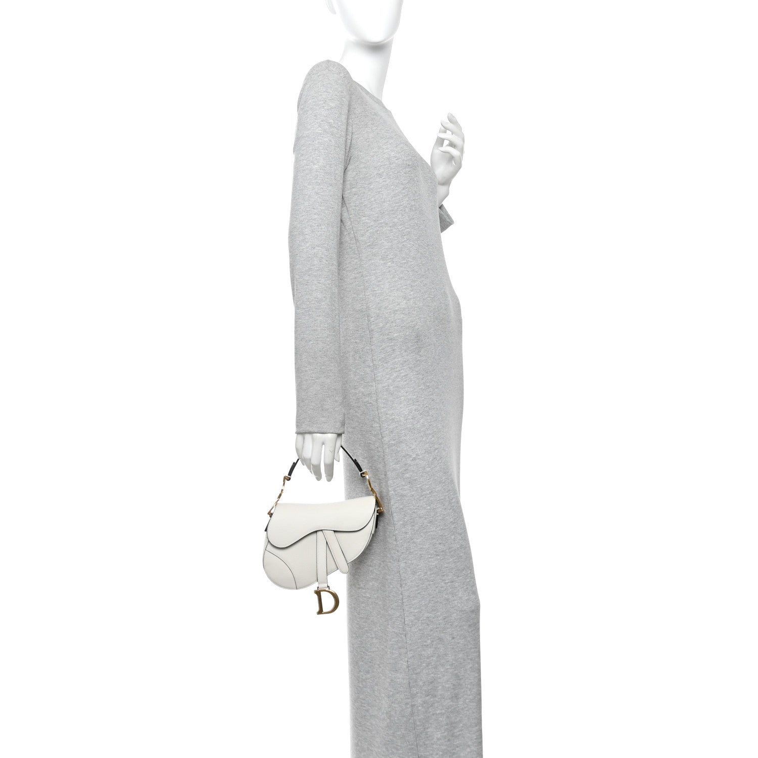 Christian Dior Grained Calfskin Mini Saddle Bag White 2 of 10