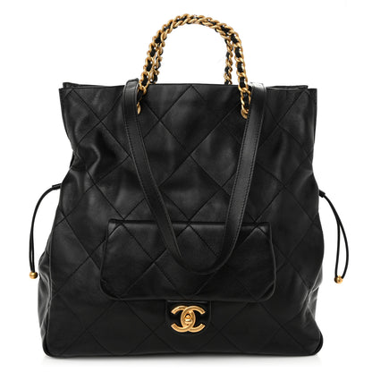 Chanel Shiny Lambskin Quilted Shopping Bag Black 1 of 10