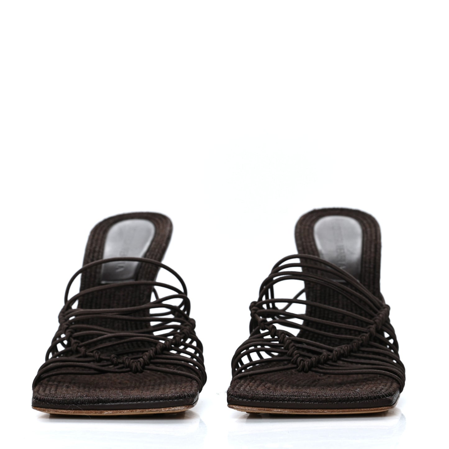 Raffia Elasticized Stretch Mule Sandals 38.5 Bitter Chocolate