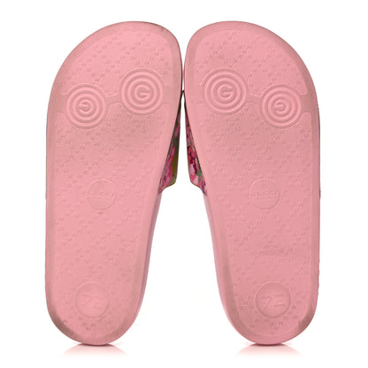 Gucci X KEN SCOTT Rubber Infinity Zia Interlocking G Womens Pool Slide Sandals 37 Green Lilac Bright Splash 5 of 8
