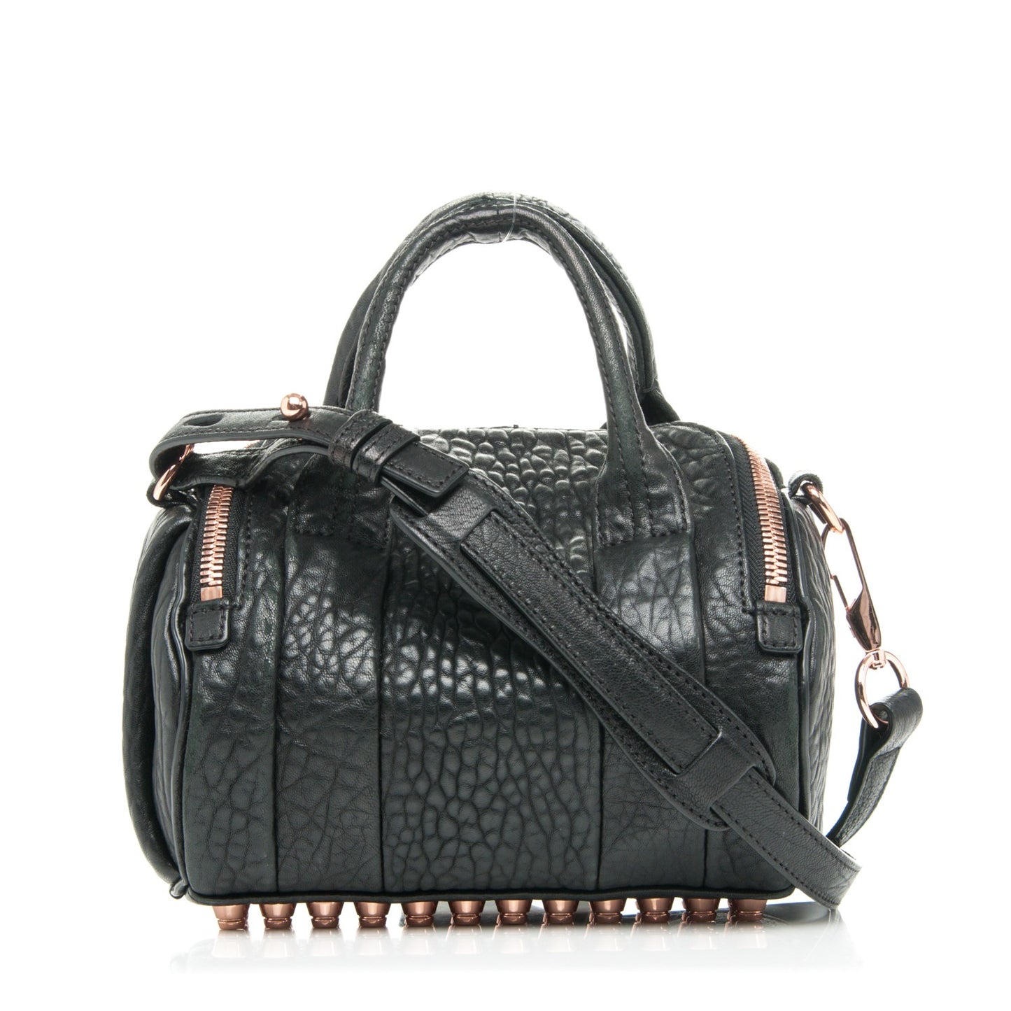 Pebbled Lambskin Mini Rockie Black Rose Gold Hardware