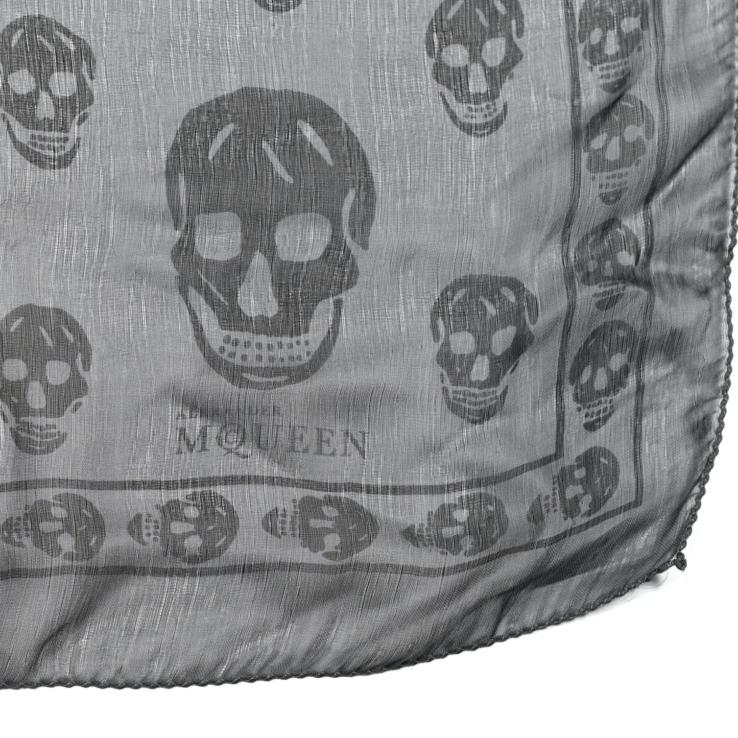 Silk Chiffon Skull Scarf Black Grey