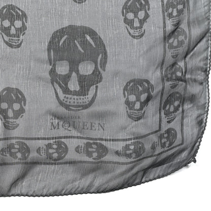 Alexander McQueen Silk Chiffon Skull Scarf Black Grey 2 of 4