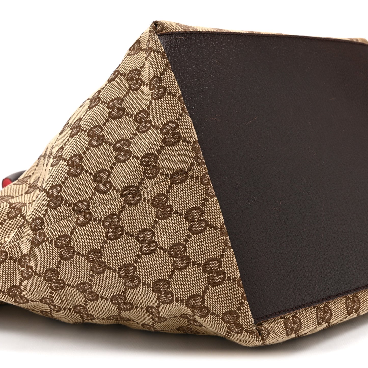 GG Monogram Medium Web Handle Bucket Tote Dark Brown