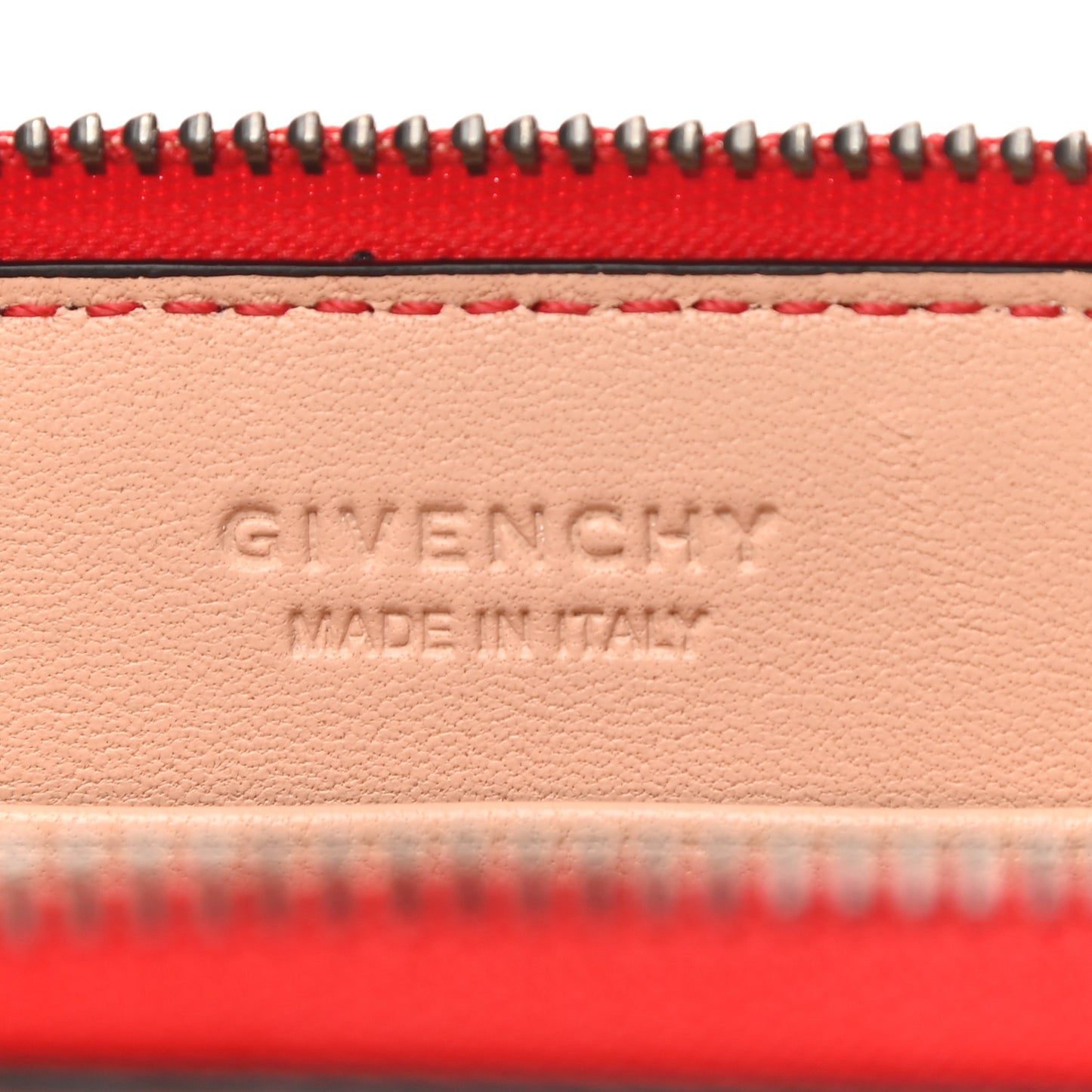 Lambskin Logo Zip Around Compact Wallet Coquelicot