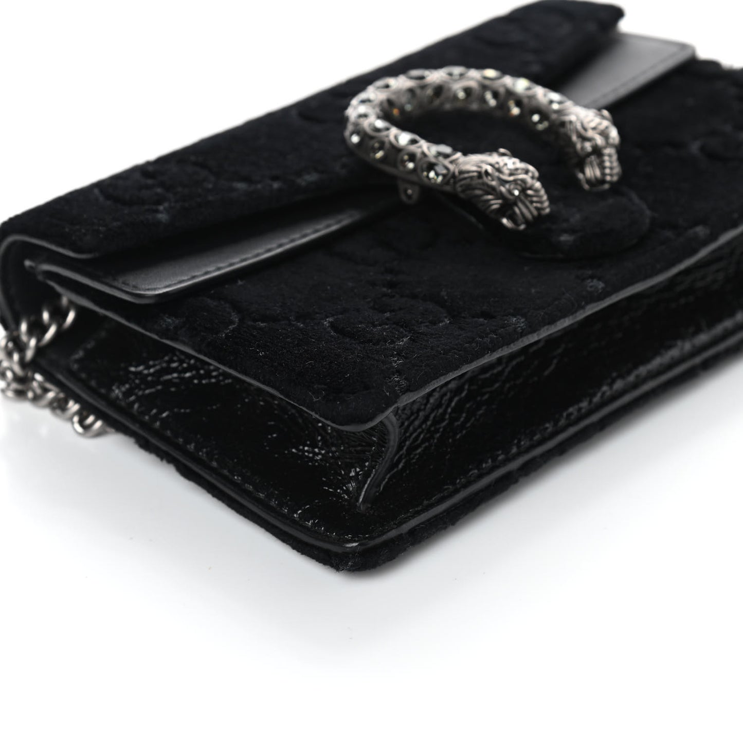 Velvet GG Monogram Super Mini Dionysus Shoulder Bag Black
