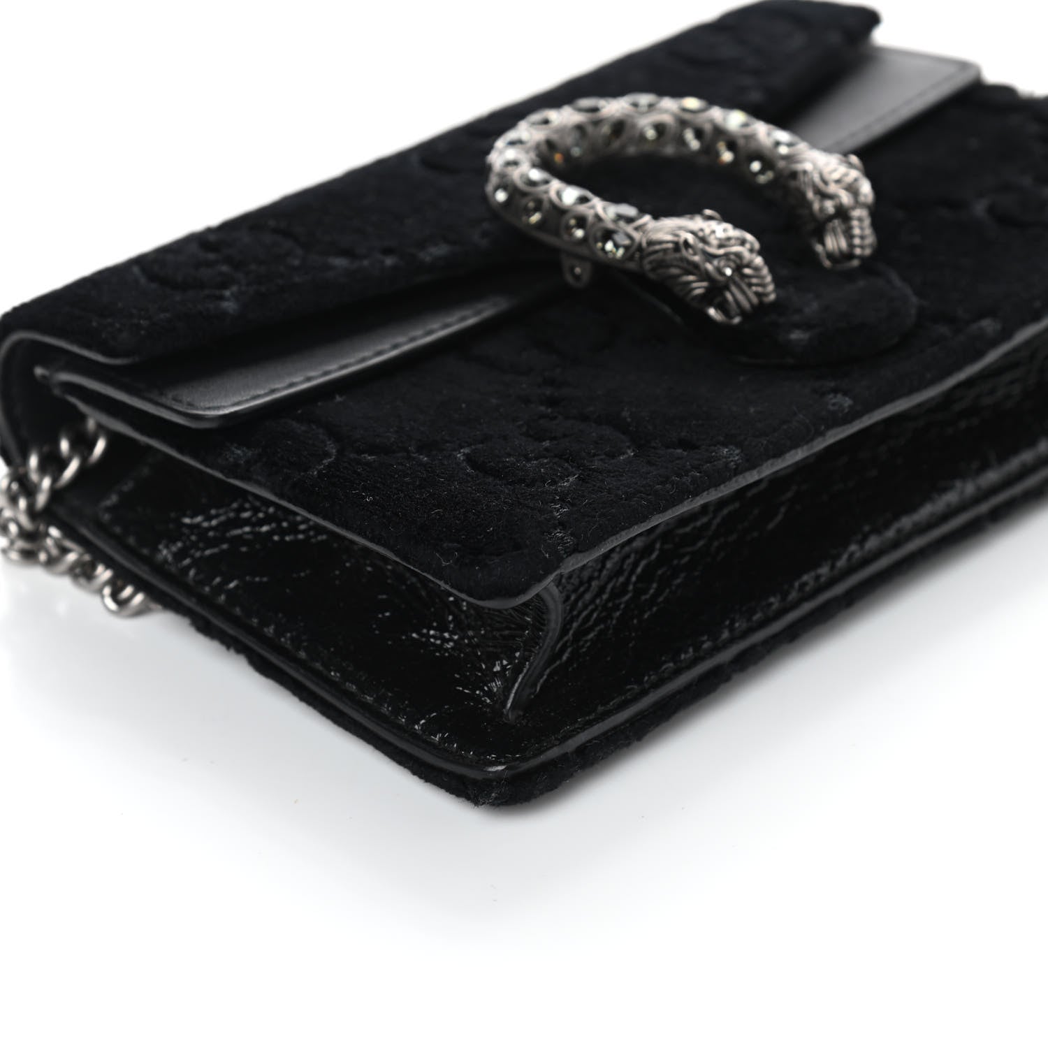 Gucci Velvet GG Monogram Super Mini Dionysus Shoulder Bag Black 7 of 8