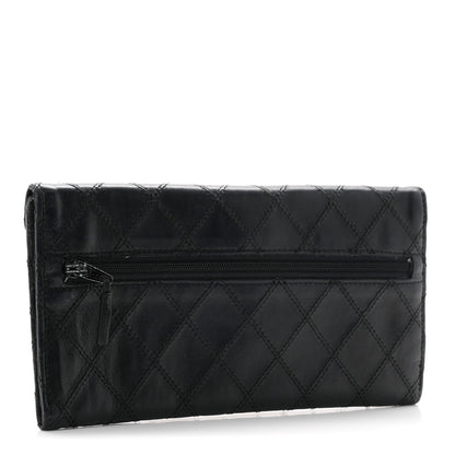 Chanel Lambskin Diamond Stitched Envelope Long Flap Wallet Black 3 of 8