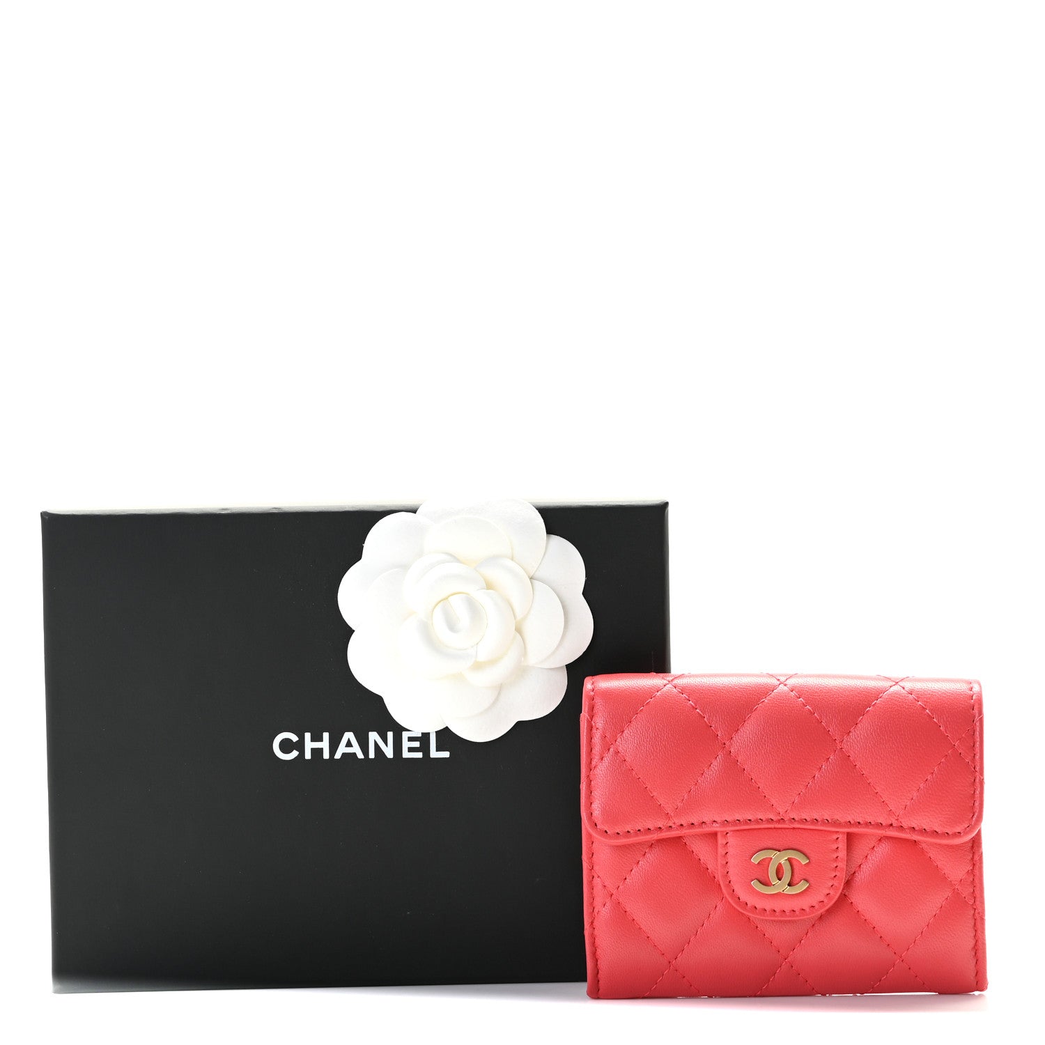 Chanel Lambskin Quilted Flap Card Holder Wallet Red 8 of 8