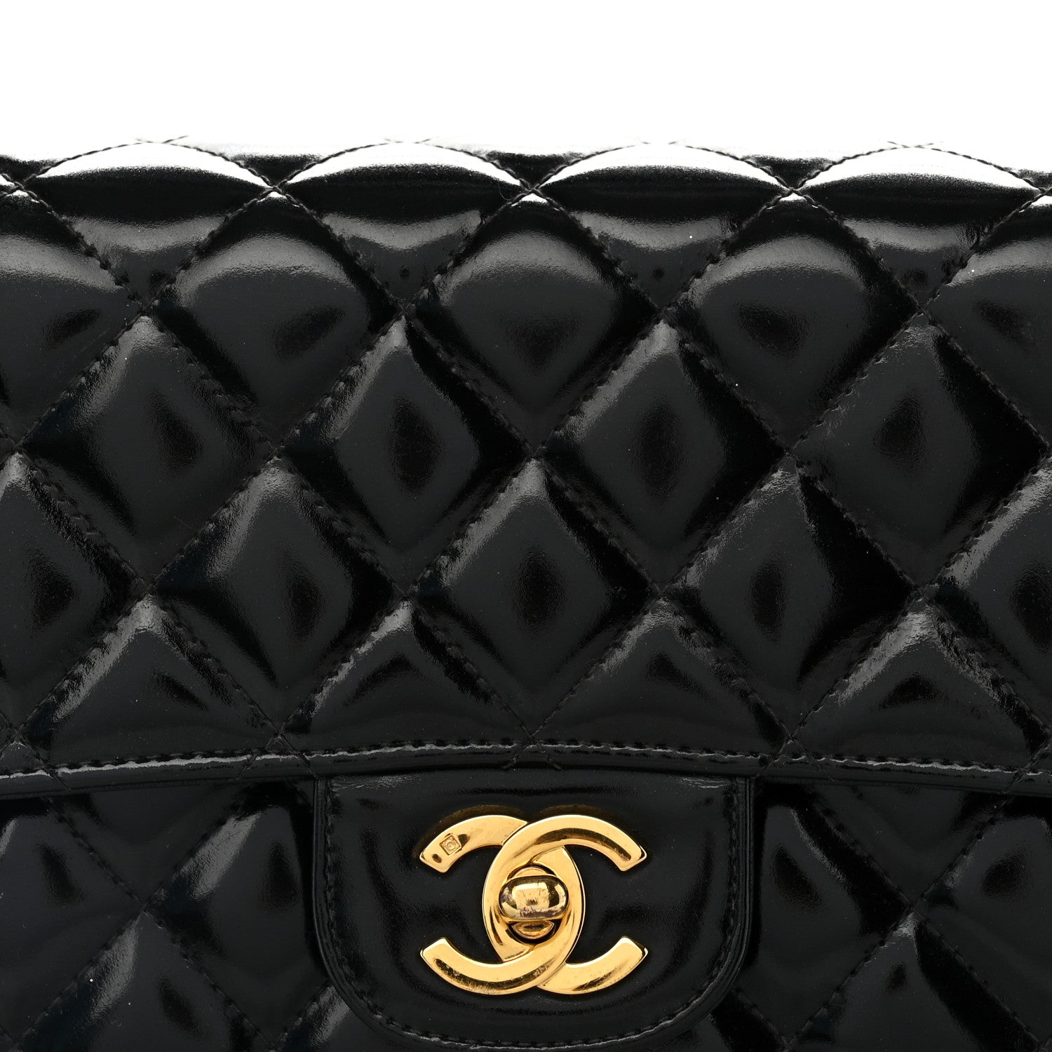 Chanel Patent Quilted Medium Rectangular Kelly Flap Bag Black 7 of 10
