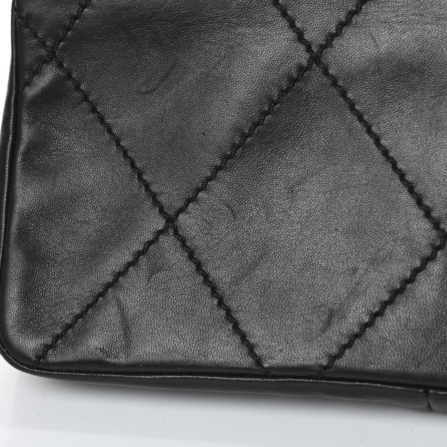 Lambskin Diamond Stitched CC East West Flap Black