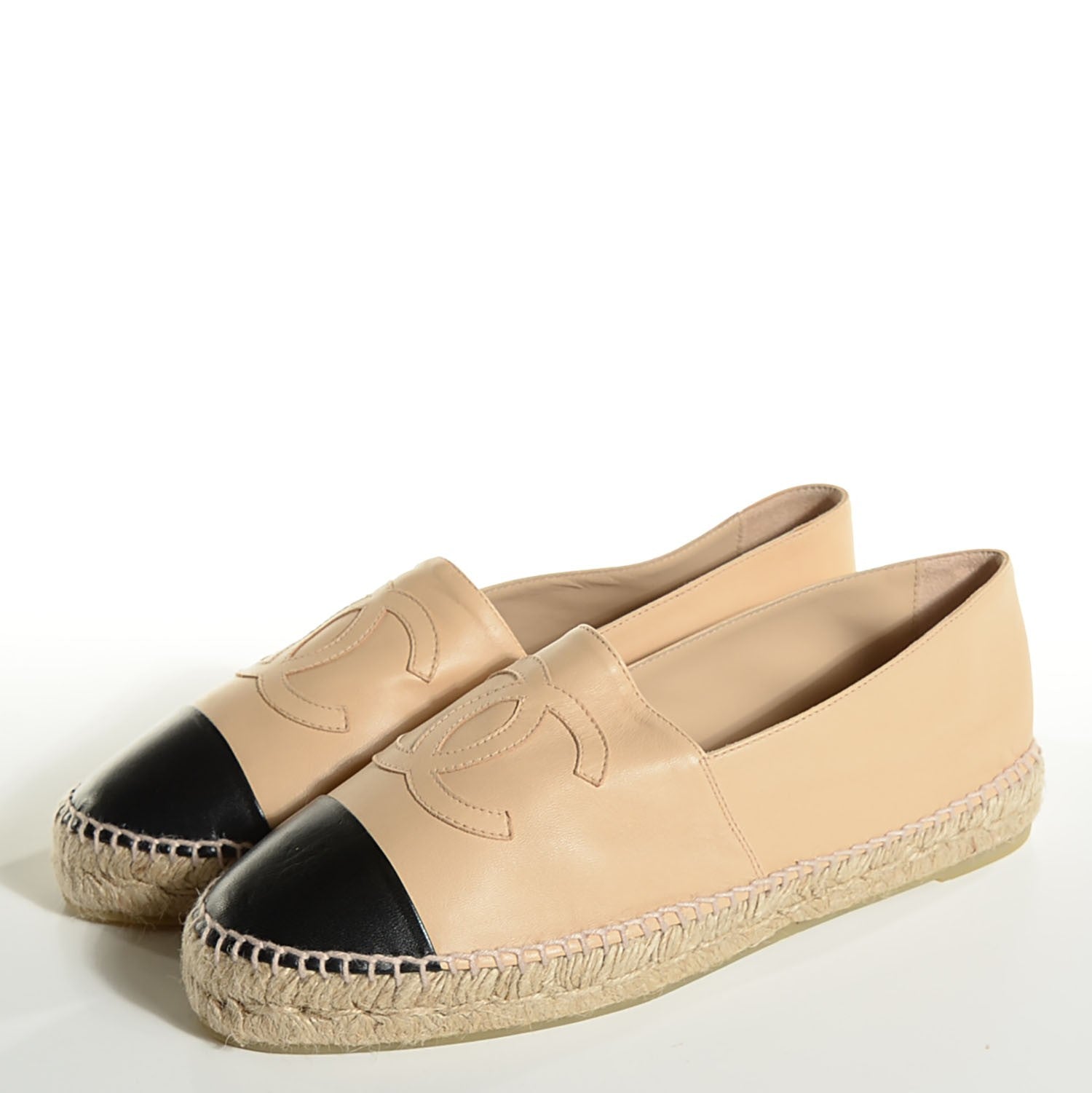 Chanel Lambskin CC Espadrilles 42 Beige Black 3 of 8