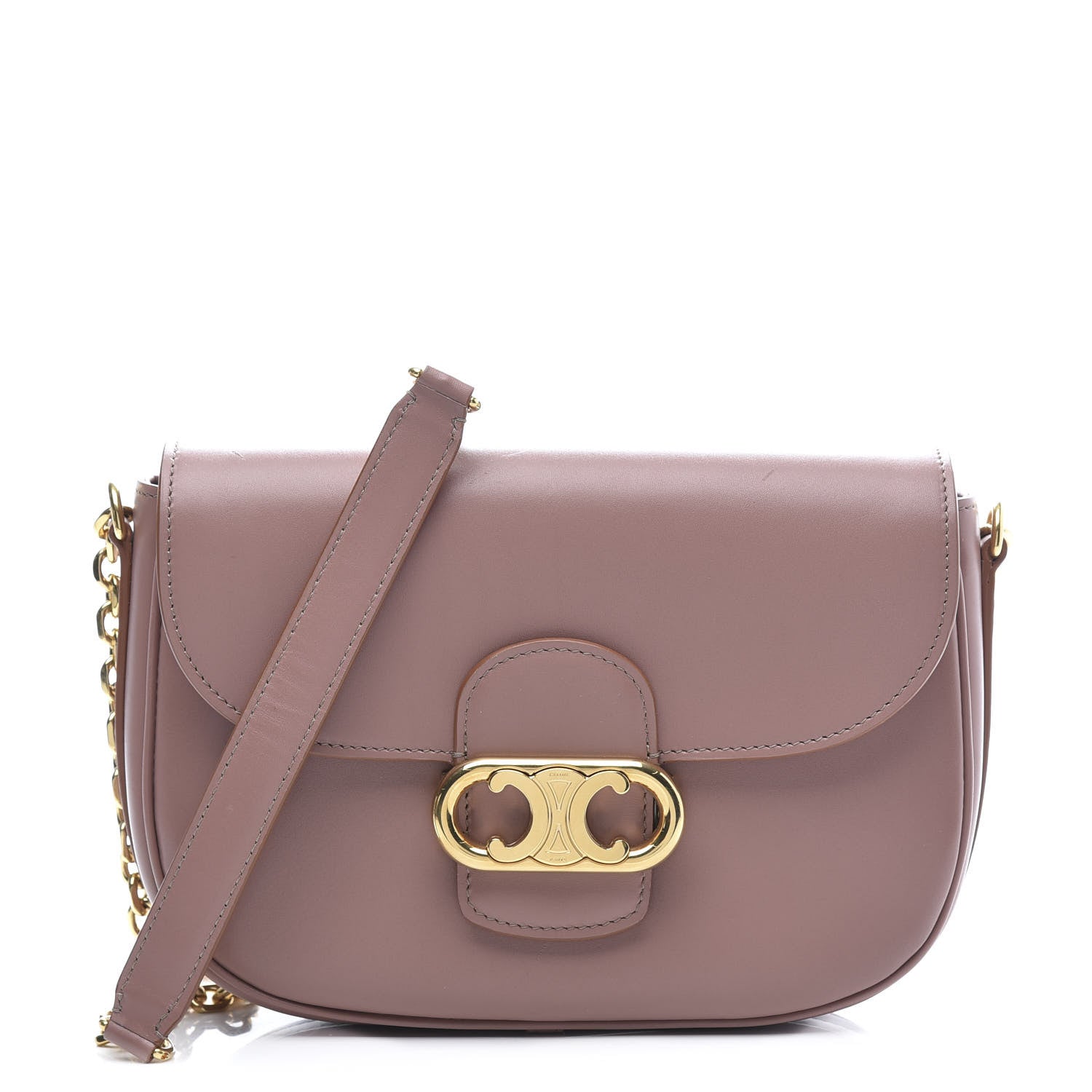 Celine Shiny Calfskin Medium Chain Maillon Triomphe Antique Rose 1 of 9