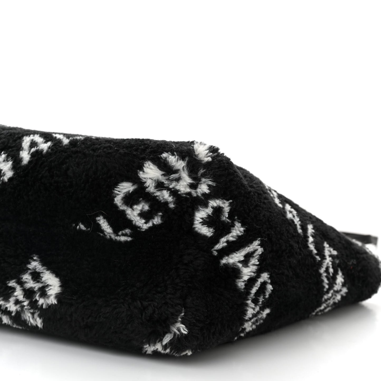 Faux Fur Diagonal Logo Everyday Tote Black White