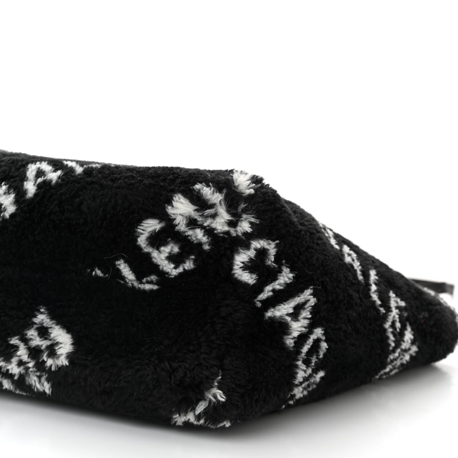 Balenciaga Faux Fur Diagonal Logo Everyday Tote Black White 9 of 9