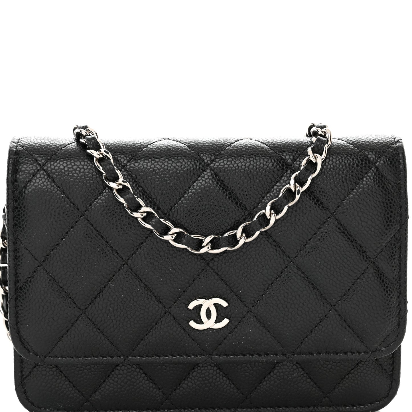 Caviar Quilted Mini Wallet On Chain WOC Black