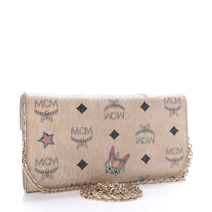 MCM Visetos Star Eyed Bunny Large Patricia Wallet On Chain Beige 3 of 9