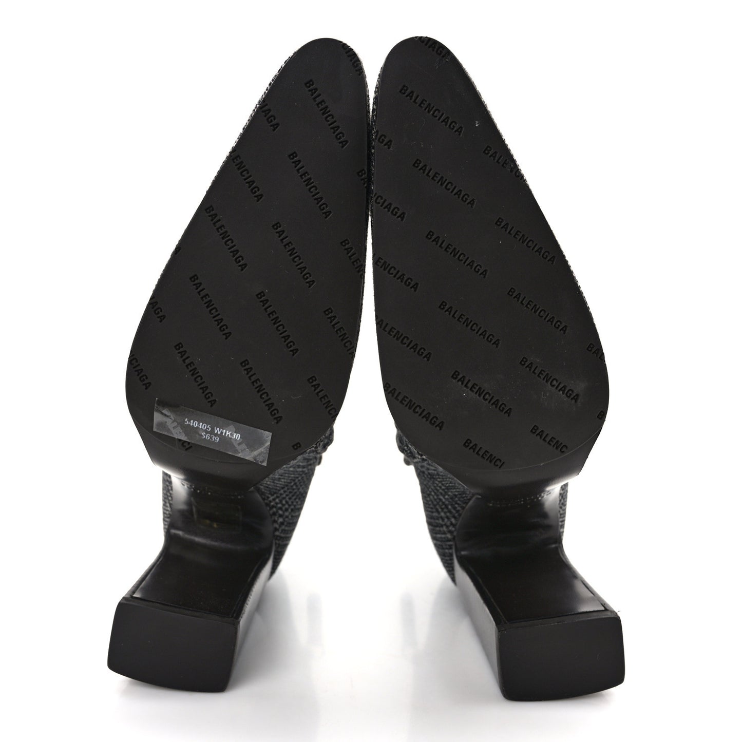 Wool Plaid Ankle Boots 35 Black White