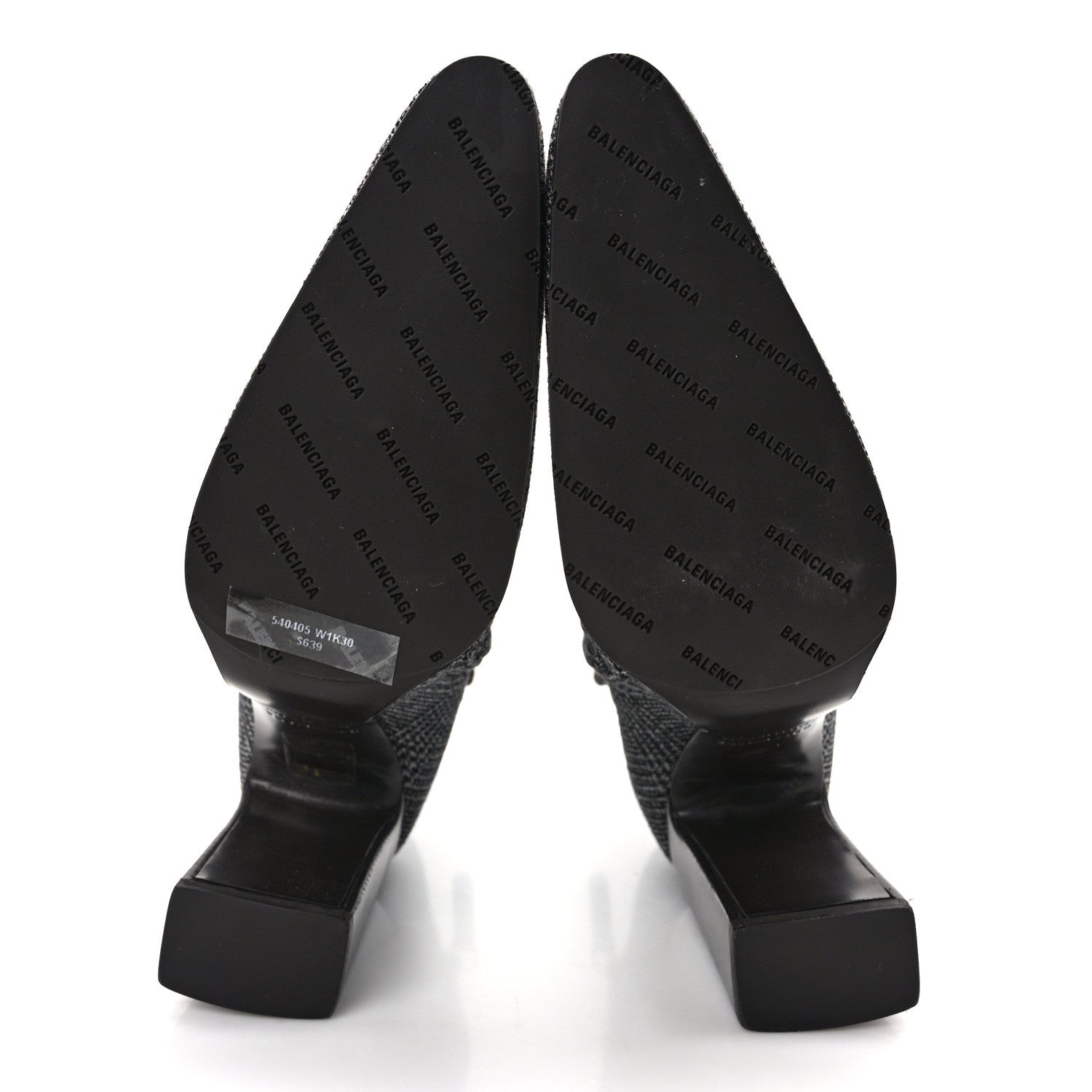 Balenciaga Wool Plaid Ankle Boots 35 Black White 5 of 9