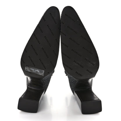 Balenciaga Wool Plaid Ankle Boots 35 Black White 5 of 9