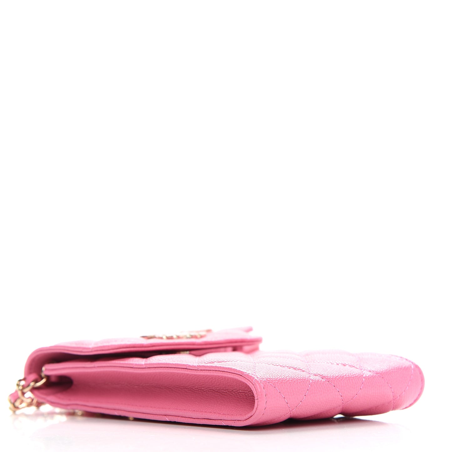 Caviar Quilted Crystal CC Airpods Pro and Phone Case With Chain Pink