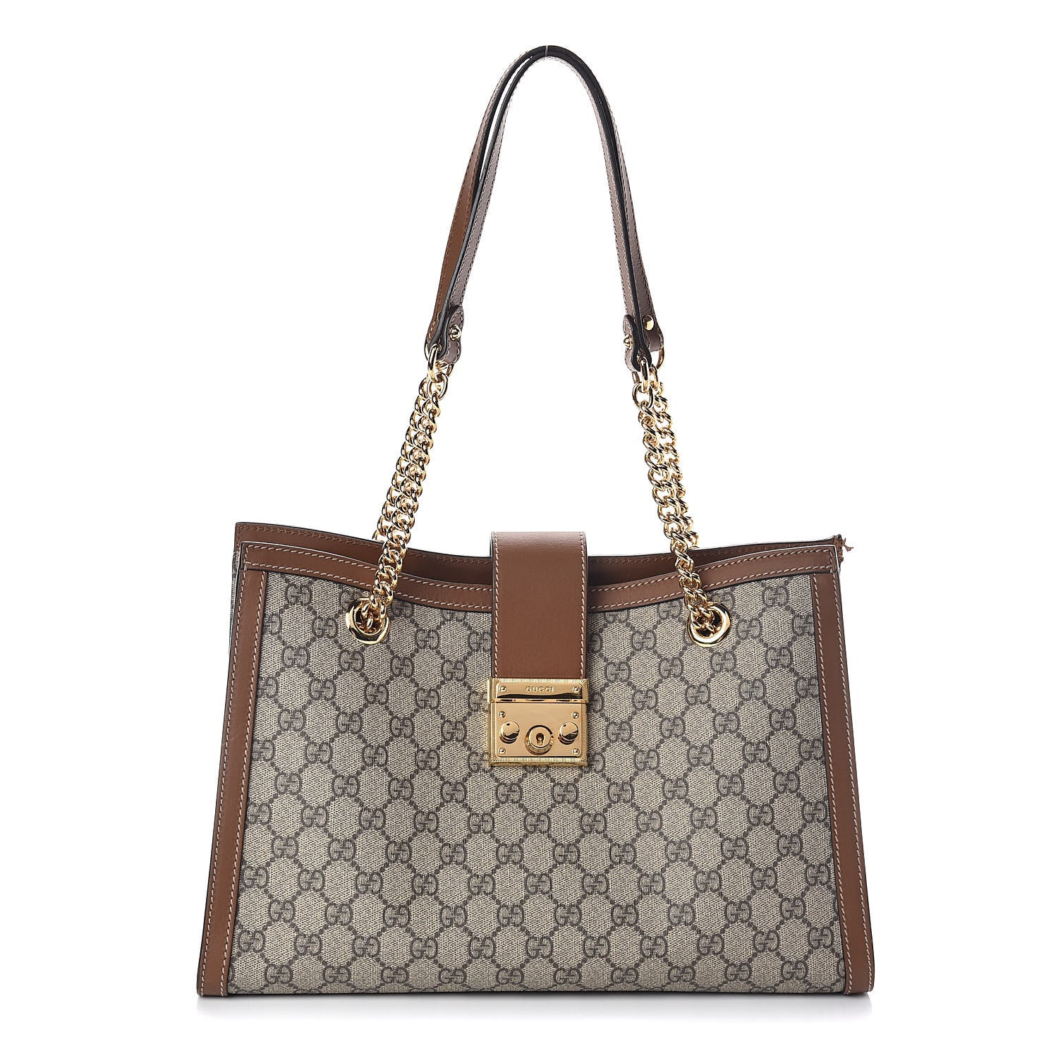 Gucci GG Supreme Monogram Medium Padlock Tote Beige Cuir 1 of 10